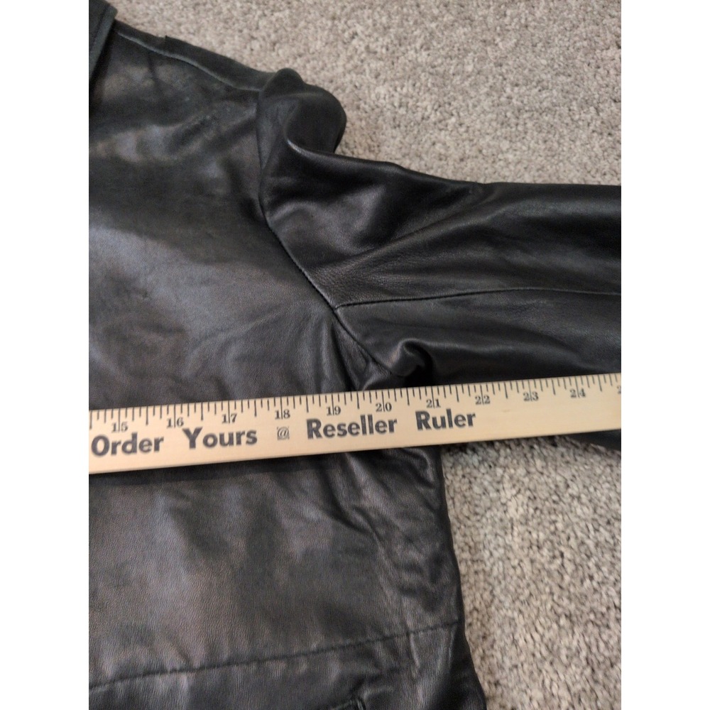Eddie Bauer Mens Black Genuine Lamb Leather Zip Front Collared Jacket Size L - Picture 6 of 8